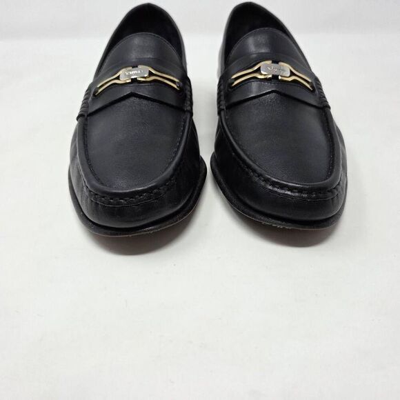 SALVATORE FERRAGAMO HORSE BIT STRAP MOC TOE LOAFER BLACK LEATHER MENS SIZE 8 D - Picture 2 of 10